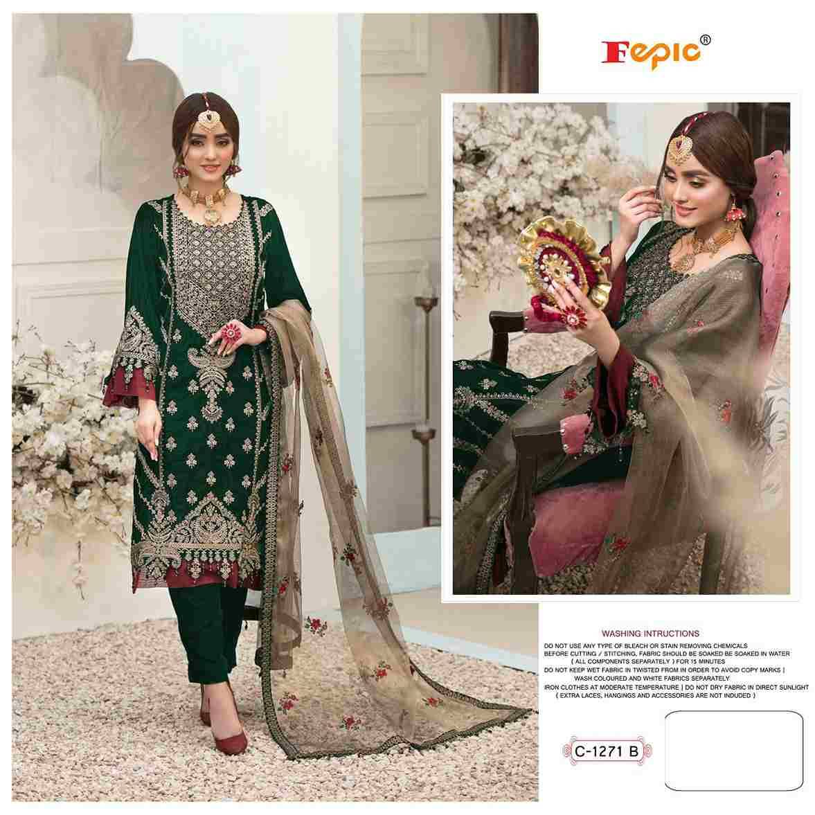 Fepic 1271 Colours By Fepic 1271-B To 1271-C Series Beautiful Pakistani Suits Colorful Stylish Fancy Casual Wear & Ethnic Wear Velvet Embroidered Dresses At Wholesale Price