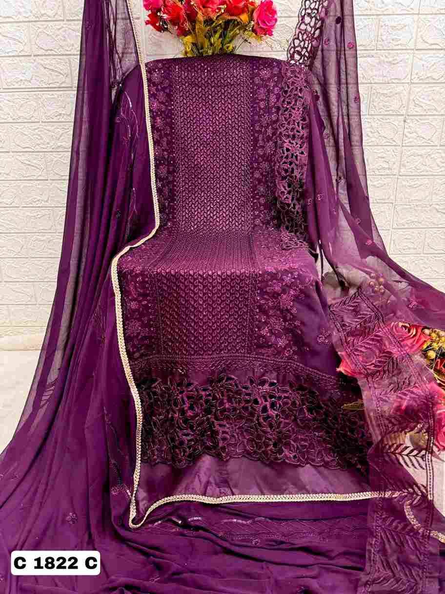 Fepic 1822 Colours By Fepic 1822-A To 1822-C Series Beautiful Pakistani Suits Colorful Stylish Fancy Casual Wear & Ethnic Wear Georgette Embroidered Dresses At Wholesale Price