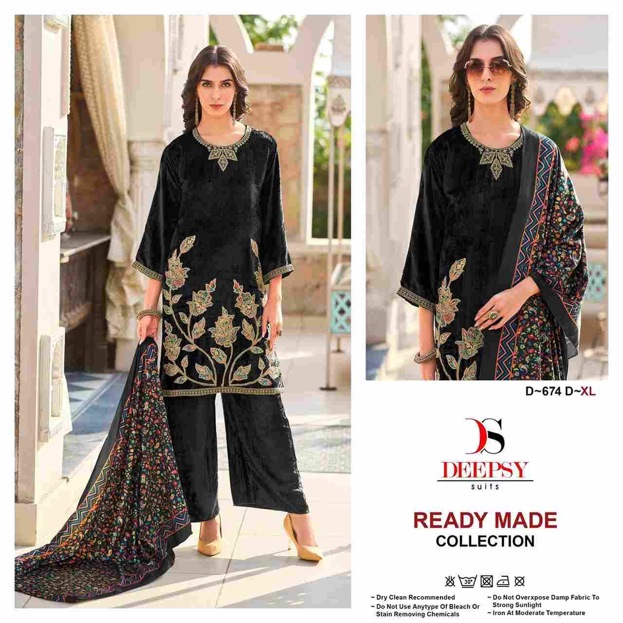 Deepsy Hit Design 674 Colours By Deepsy Suits 674-A To 674-D Series Beautiful Pakistani Suits Colorful Stylish Fancy Casual Wear & Ethnic Wear Pure Velvet Embroidered Dresses At Wholesale Price