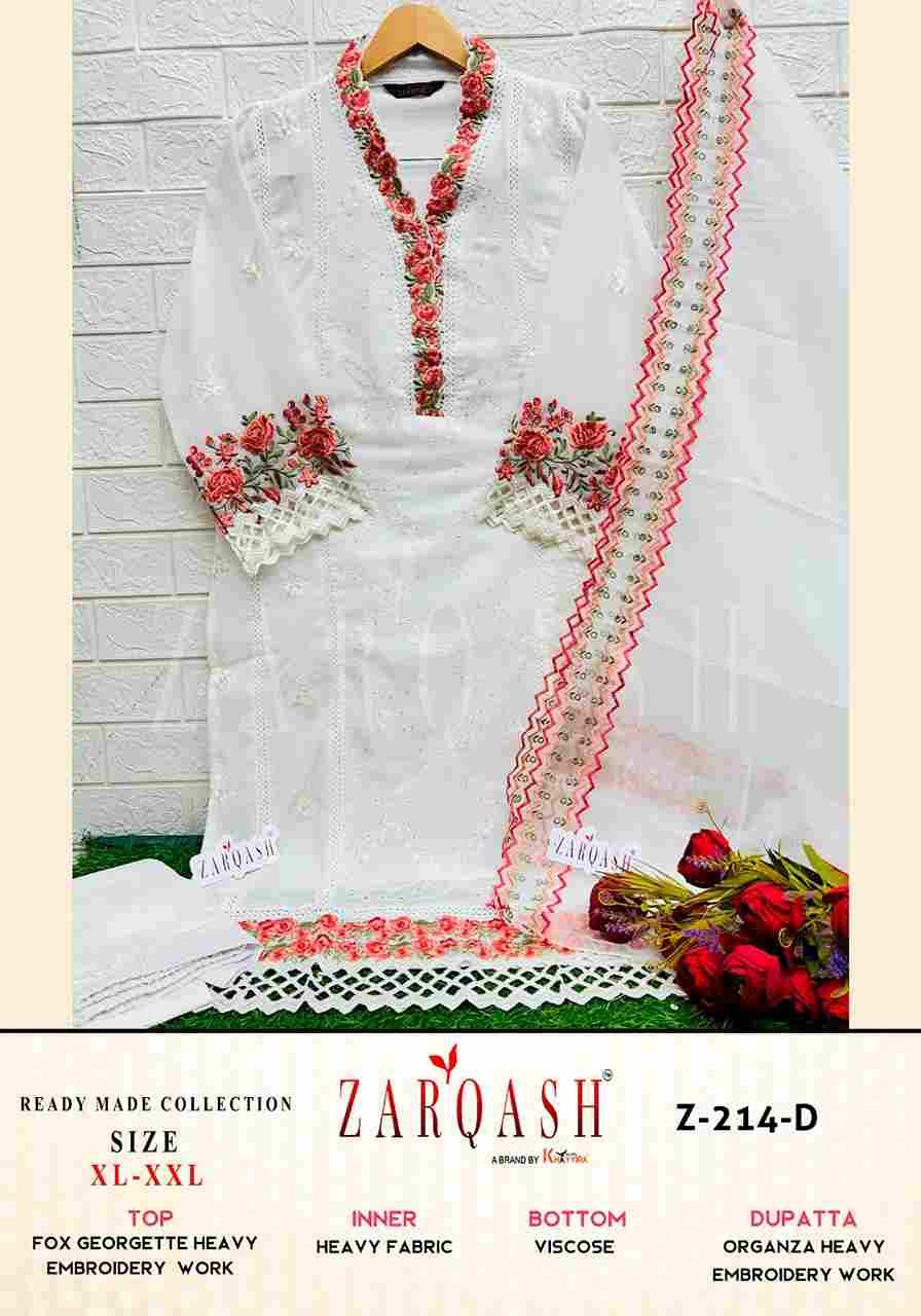 Zarqash Hit Design Z-214 Colours By Zarqash Z-214-A To Z-214-F Series Beautiful Pakistani Suits Colorful Stylish Fancy Casual Wear & Ethnic Wear Faux Georgette Dresses At Wholesale Price