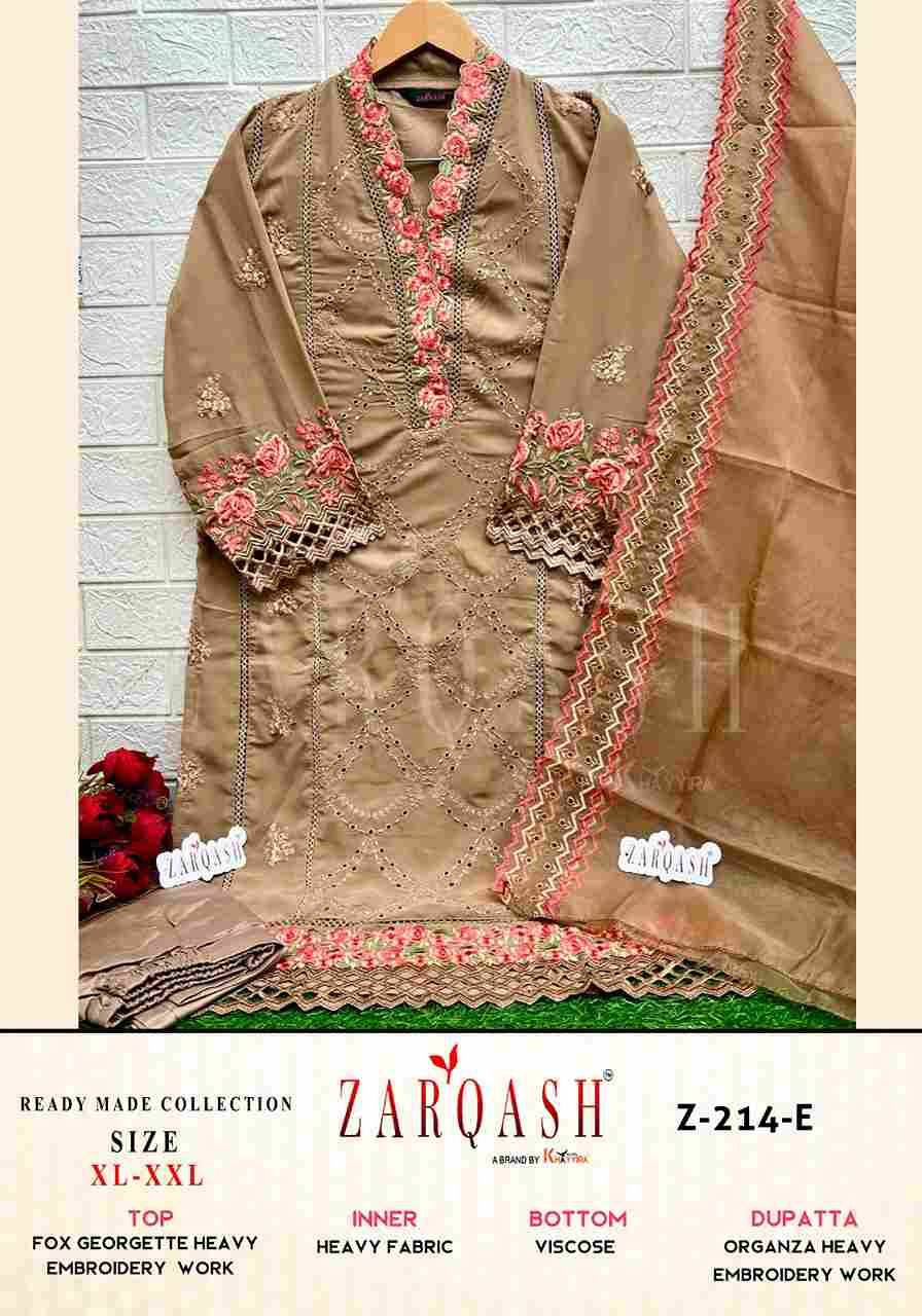 Zarqash Hit Design Z-214 Colours By Zarqash Z-214-A To Z-214-F Series Beautiful Pakistani Suits Colorful Stylish Fancy Casual Wear & Ethnic Wear Faux Georgette Dresses At Wholesale Price