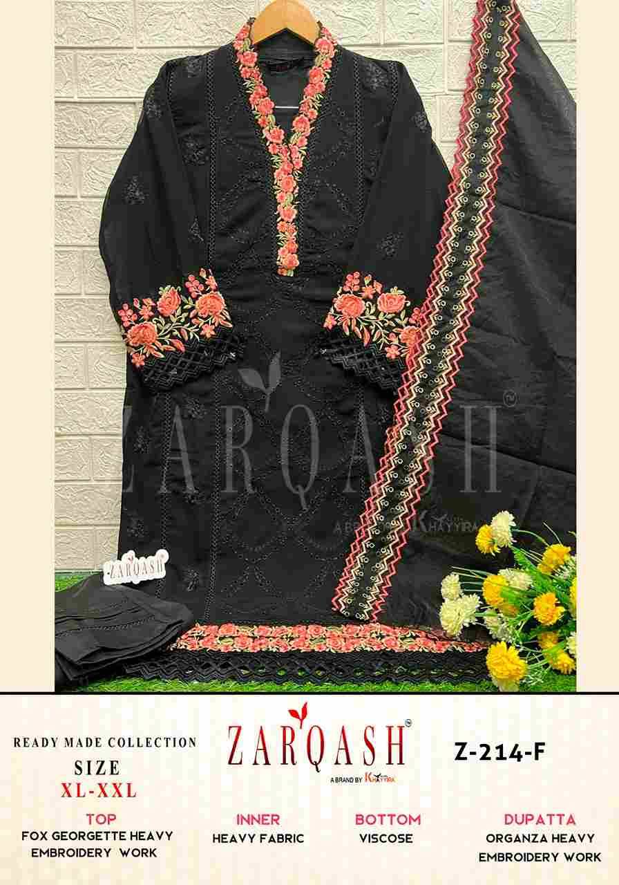 Zarqash Hit Design Z-214 Colours By Zarqash Z-214-A To Z-214-F Series Beautiful Pakistani Suits Colorful Stylish Fancy Casual Wear & Ethnic Wear Faux Georgette Dresses At Wholesale Price