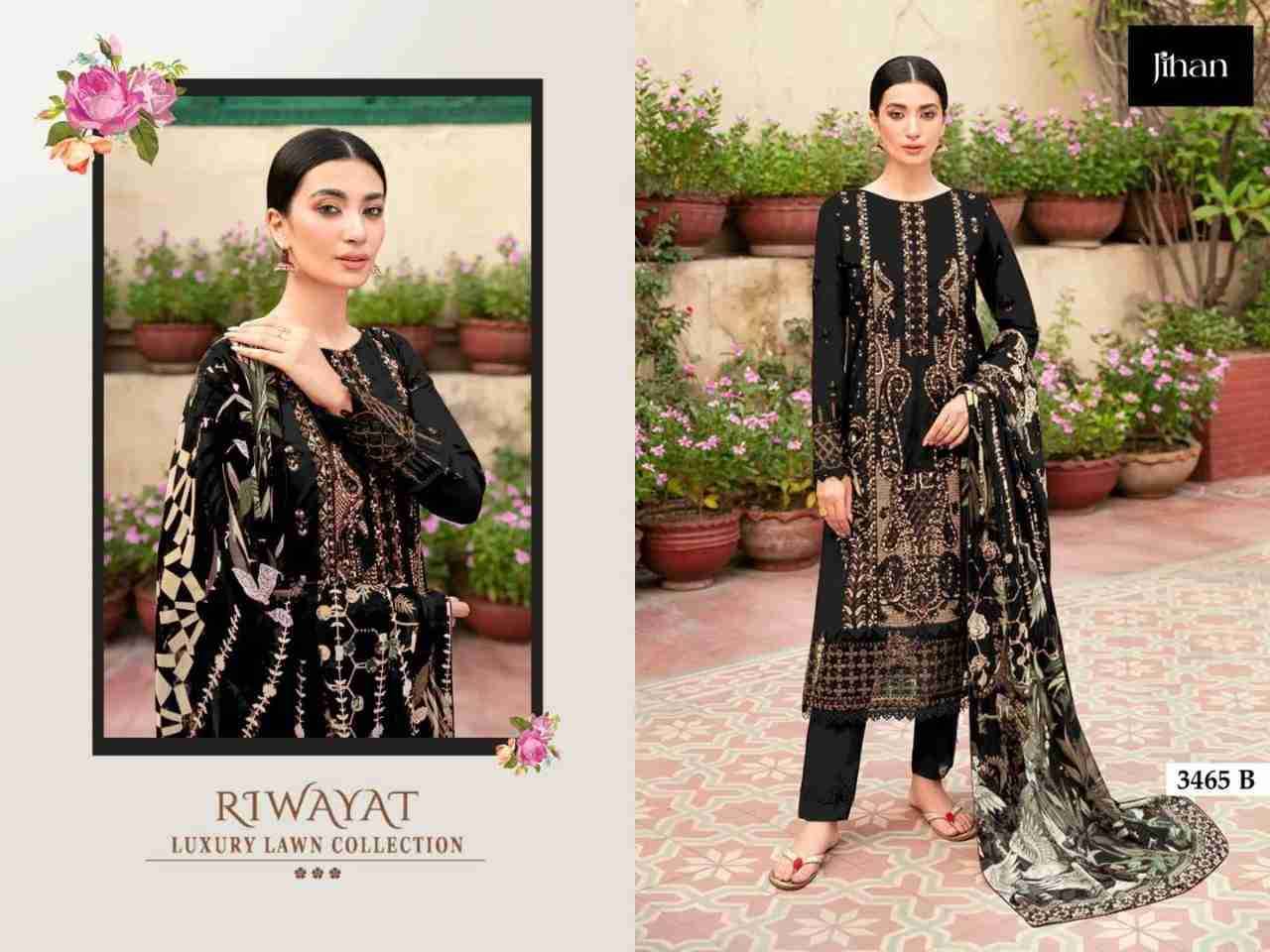 Riwayat Luxury Lawn Collection By Jihan Beautiful Stylish Pakistani Suits Fancy Colorful Casual Wear & Ethnic Wear & Ready To Wear Rayon Print Dresses At Wholesale Price