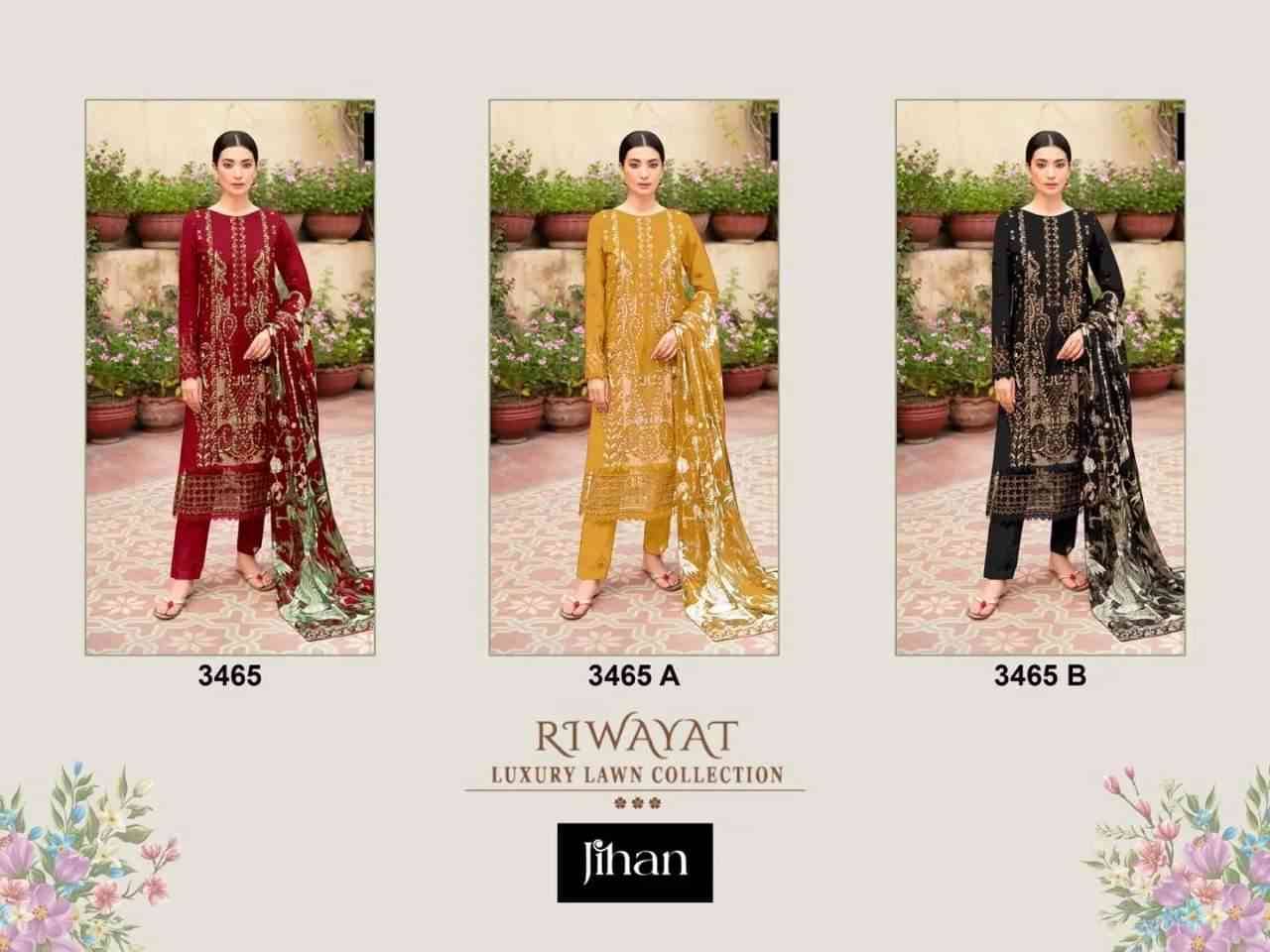 Riwayat Luxury Lawn Collection By Jihan Beautiful Stylish Pakistani Suits Fancy Colorful Casual Wear & Ethnic Wear & Ready To Wear Rayon Print Dresses At Wholesale Price