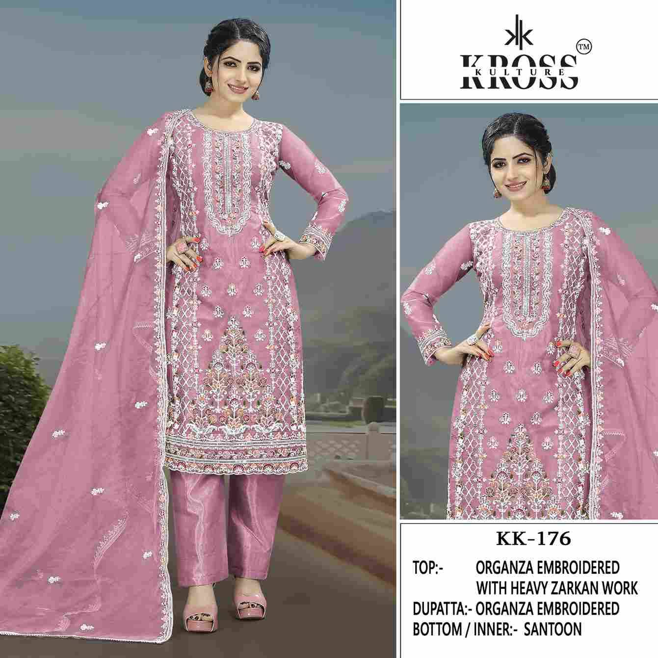 Kross Kulture Hit Design 176 Colours By Kross Kulture 176-A To 176-D Series Beautiful Pakistani Suits Colorful Stylish Fancy Casual Wear & Ethnic Wear Organza Embroidered Dresses At Wholesale Price