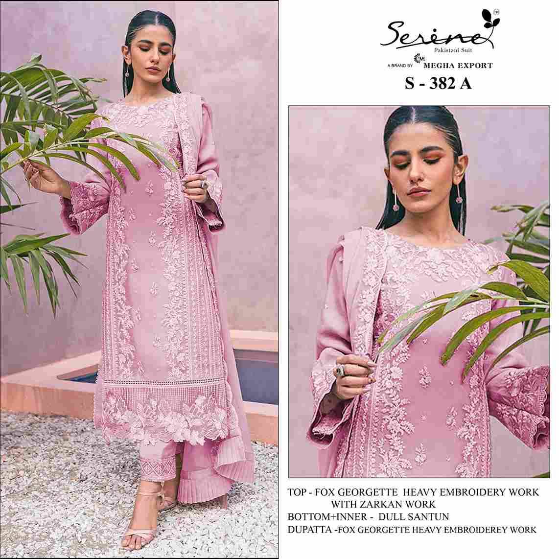 Serene Hit Design S-382 Colours By Serene S-382-A To S-382-D Series Designer Pakistani Suits Beautiful Fancy Colorful Stylish Party Wear & Occasional Wear Organza Embroidered Dresses At Wholesale Price