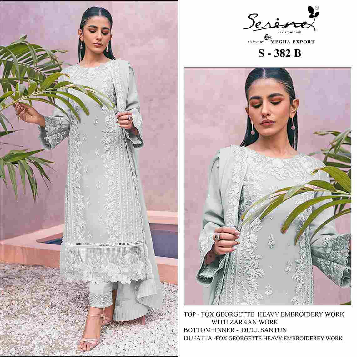 Serene Hit Design S-382 Colours By Serene S-382-A To S-382-D Series Designer Pakistani Suits Beautiful Fancy Colorful Stylish Party Wear & Occasional Wear Organza Embroidered Dresses At Wholesale Price