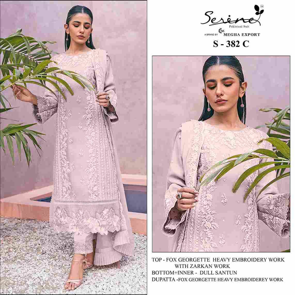 Serene Hit Design S-382 Colours By Serene S-382-A To S-382-D Series Designer Pakistani Suits Beautiful Fancy Colorful Stylish Party Wear & Occasional Wear Organza Embroidered Dresses At Wholesale Price