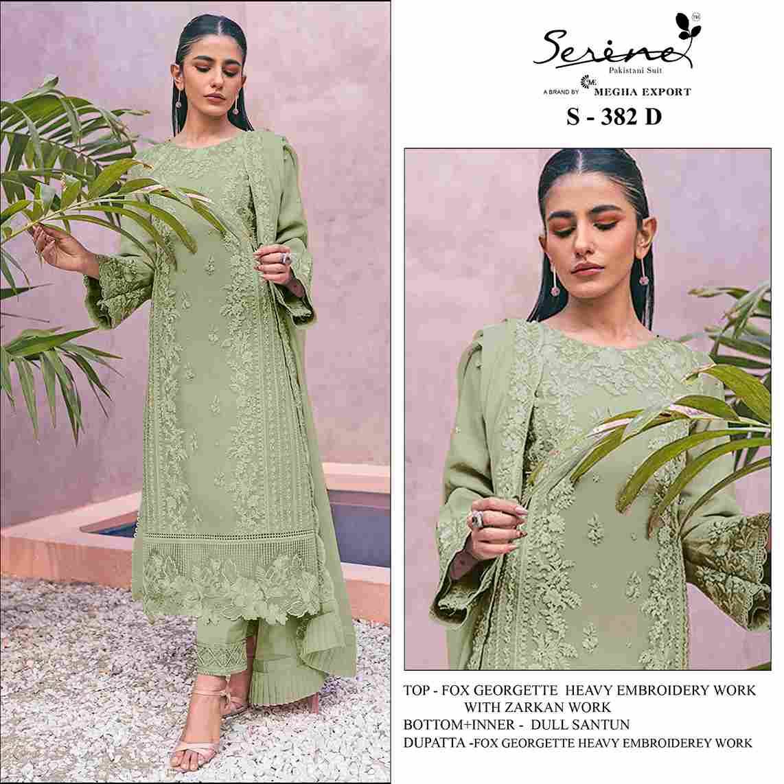 Serene Hit Design S-382 Colours By Serene S-382-A To S-382-D Series Designer Pakistani Suits Beautiful Fancy Colorful Stylish Party Wear & Occasional Wear Organza Embroidered Dresses At Wholesale Price