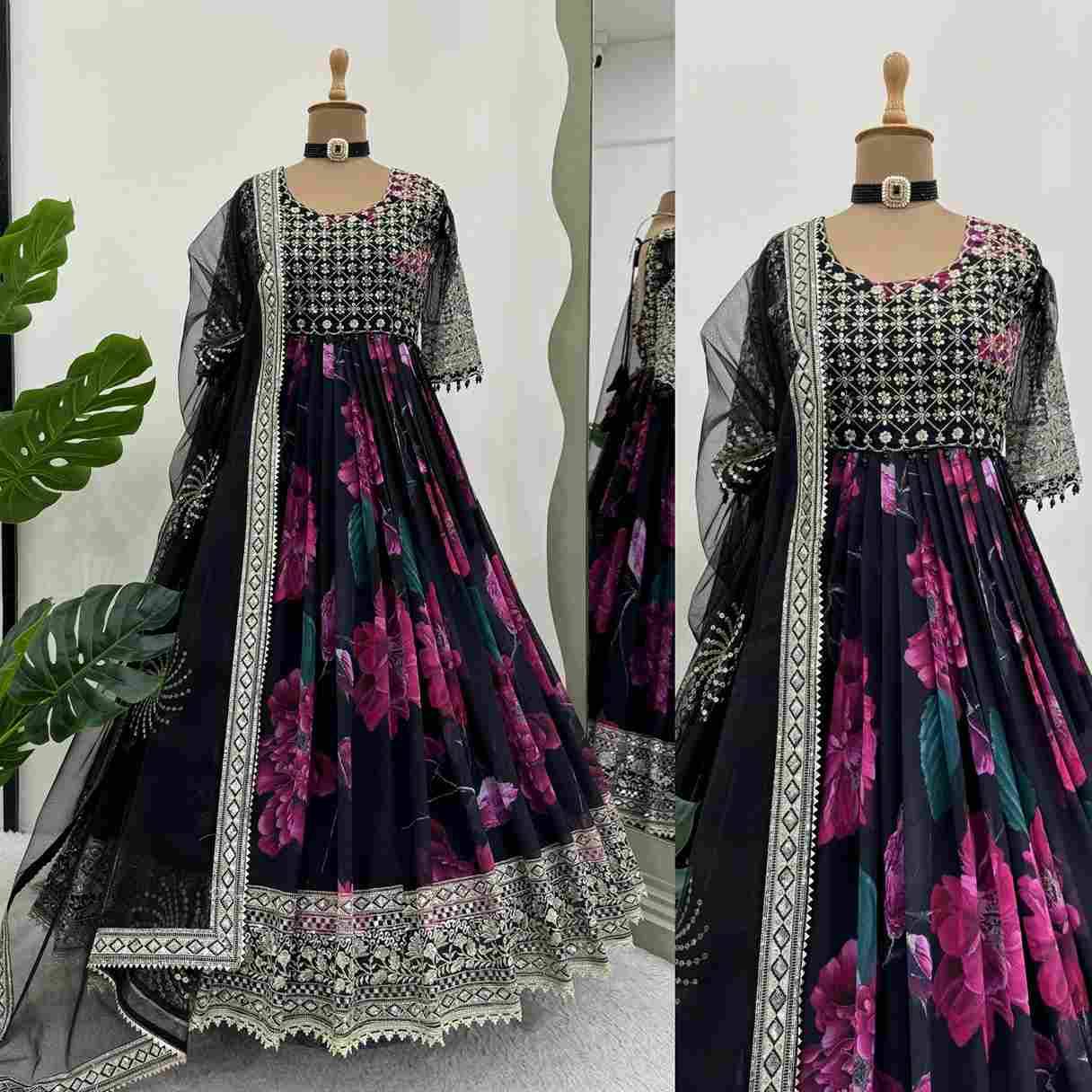 R-5772 By Fashid Wholesale Designer Stylish Fancy Colorful Beautiful Party Wear & Ethnic Wear Collection Faux Georgette Digital Print Gown At Wholesale Price