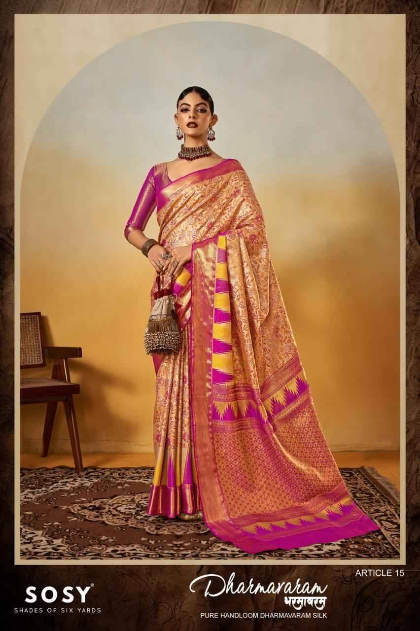 Dharamvaram By Sosy 11 To 16 Series Indian Traditional Wear Collection Beautiful Stylish Fancy Colorful Party Wear & Occasional Wear Viscose Silk Sarees At Wholesale Price