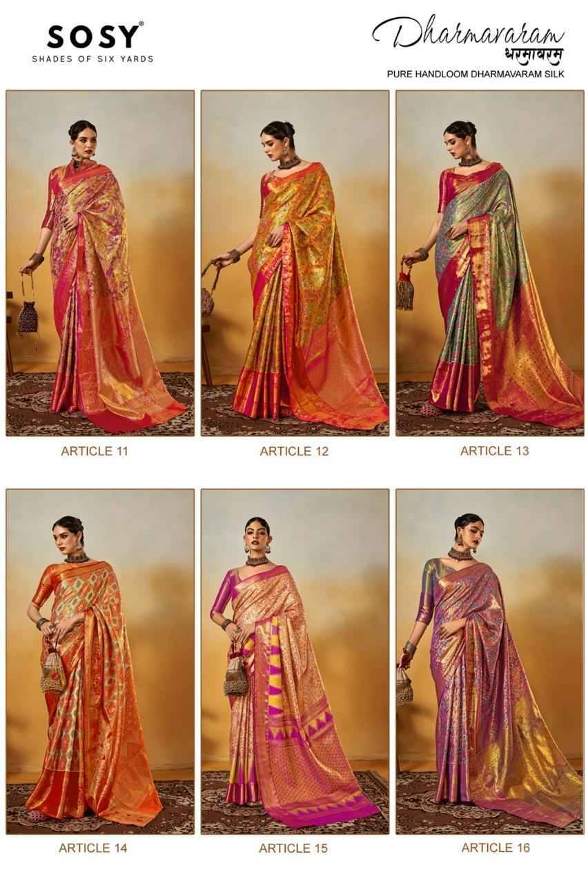 Dharamvaram By Sosy 11 To 16 Series Indian Traditional Wear Collection Beautiful Stylish Fancy Colorful Party Wear & Occasional Wear Viscose Silk Sarees At Wholesale Price