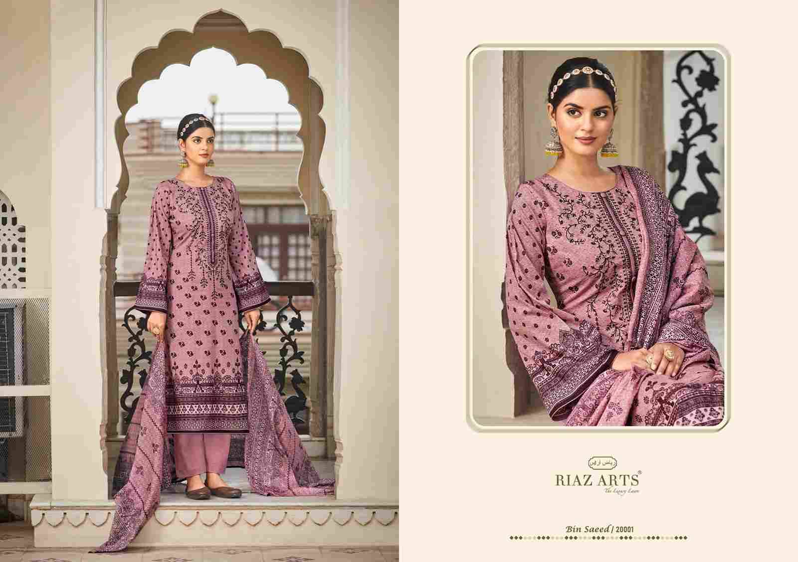 Bin Saeed Vol-3 By Riaz Arts 20001 To 20008 Series Beautiful Festive Suits Stylish Fancy Colorful Casual Wear & Ethnic Wear Pure Cotton Print Dresses At Wholesale Price