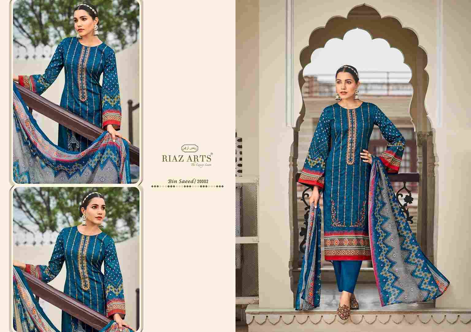 Bin Saeed Vol-3 By Riaz Arts 20001 To 20008 Series Beautiful Festive Suits Stylish Fancy Colorful Casual Wear & Ethnic Wear Pure Cotton Print Dresses At Wholesale Price