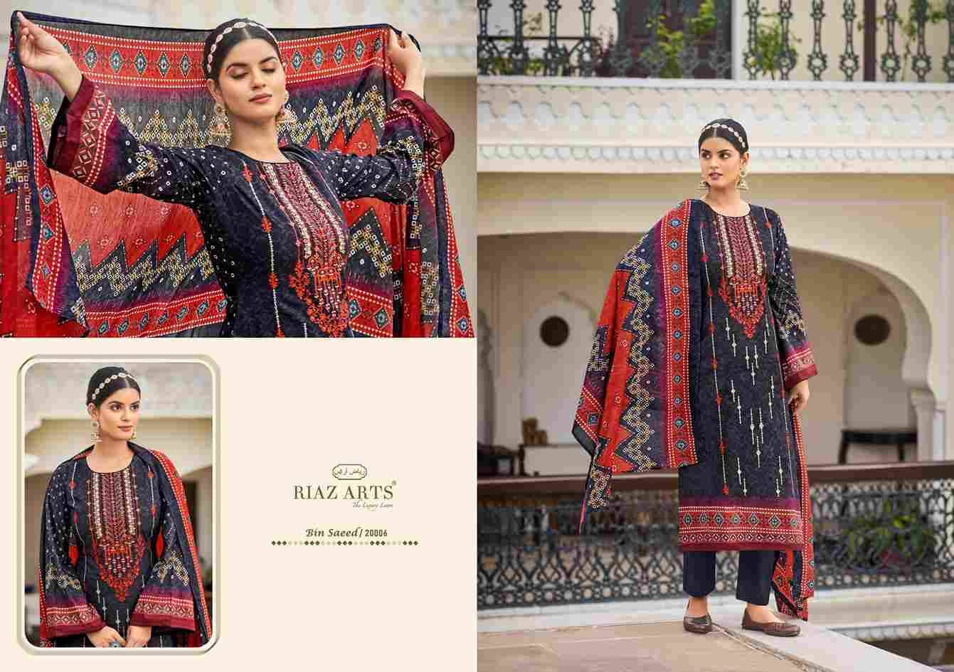 Bin Saeed Vol-3 By Riaz Arts 20001 To 20008 Series Beautiful Festive Suits Stylish Fancy Colorful Casual Wear & Ethnic Wear Pure Cotton Print Dresses At Wholesale Price