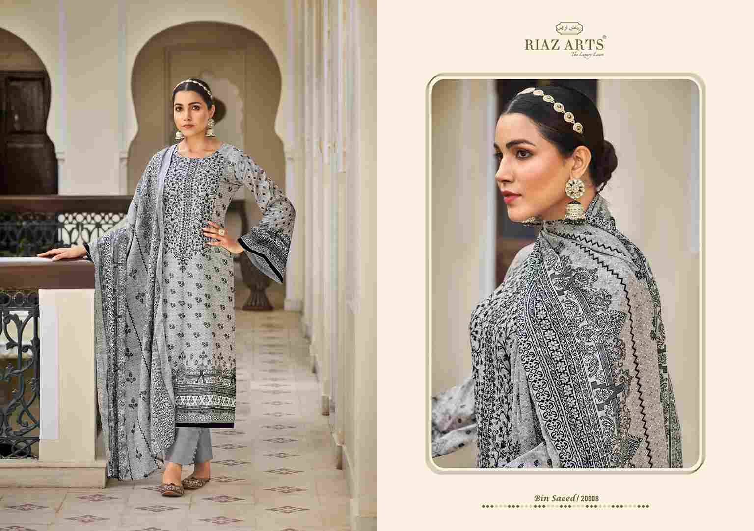 Bin Saeed Vol-3 By Riaz Arts 20001 To 20008 Series Beautiful Festive Suits Stylish Fancy Colorful Casual Wear & Ethnic Wear Pure Cotton Print Dresses At Wholesale Price