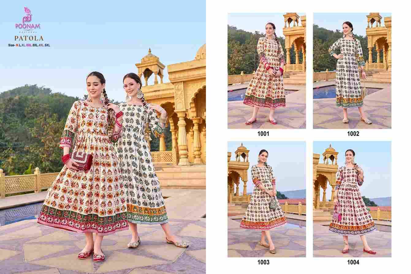 Patola By Poonam Designer 1001 To 1004 Series Designer Stylish Fancy Colorful Beautiful Party Wear & Ethnic Wear Collection Cotton Gown At Wholesale Price