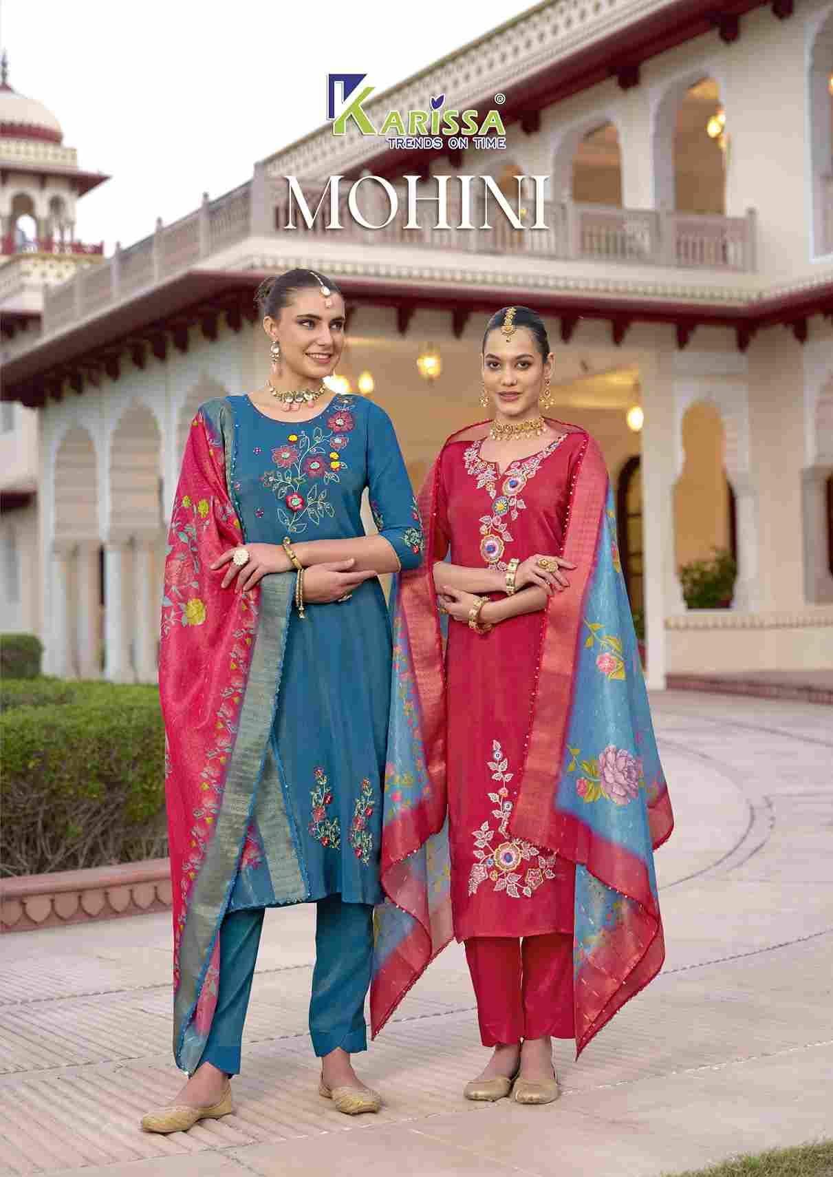 Mohini By Karissa 1001 To 1004 Series Beautiful Festive Suits Colorful Stylish Fancy Casual Wear & Ethnic Wear Viscose With Work Dresses At Wholesale Price