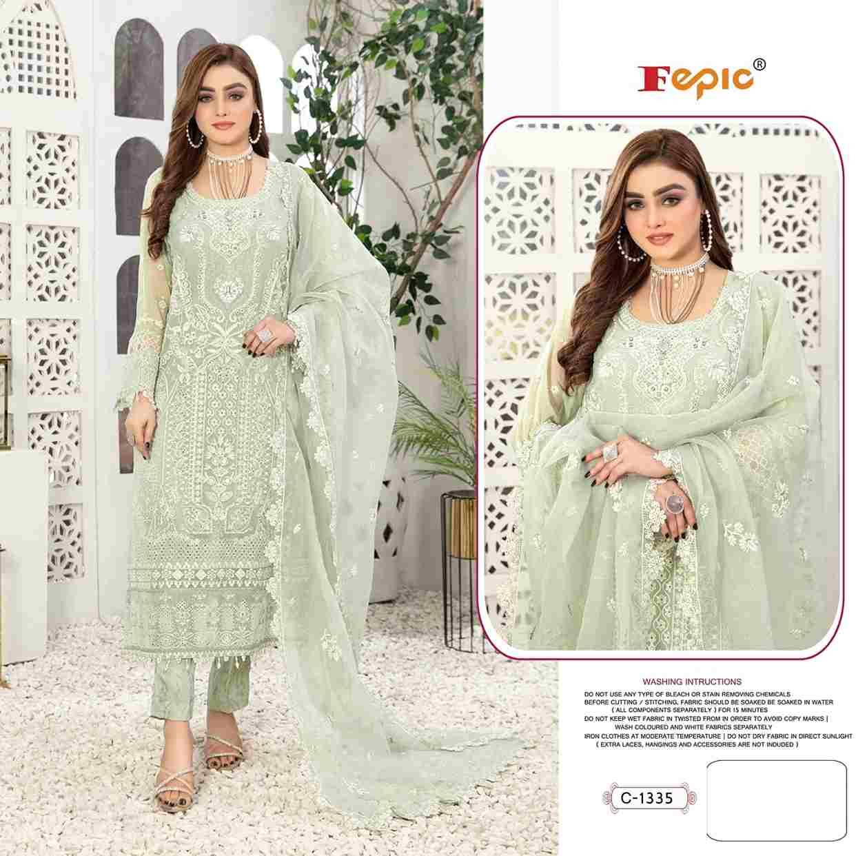 Fepic 1335 Colours By Fepic 1335-A To 1335-C Series Beautiful Pakistani Suits Colorful Stylish Fancy Casual Wear & Ethnic Wear Organza Embroidered Dresses At Wholesale Price