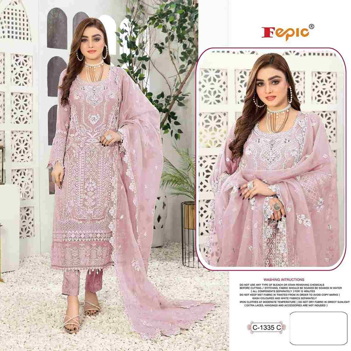 Fepic 1335 Colours By Fepic 1335-A To 1335-C Series Beautiful Pakistani Suits Colorful Stylish Fancy Casual Wear & Ethnic Wear Organza Embroidered Dresses At Wholesale Price