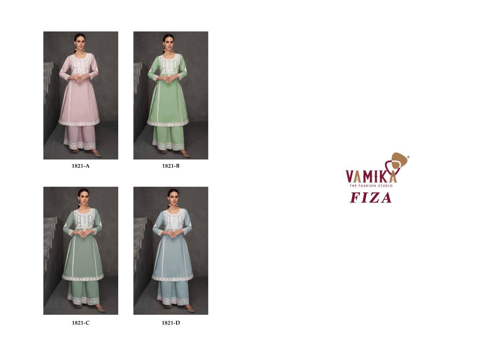 Fiza By Vamika 1821-A To 1821-D Series Designer Stylish Fancy Colorful Beautiful Party Wear & Ethnic Wear Collection Viscose Silk Kurtis With Bottom At Wholesale Price