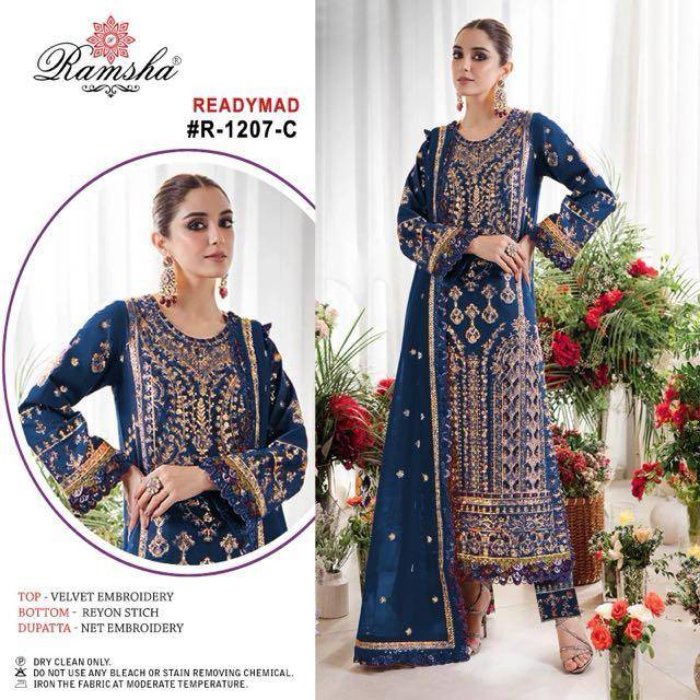 Ramsha 1207 Colours By Ramsha 1208-A To 1207-D Series Beautiful Pakistani Suits Colorful Stylish Fancy Casual Wear & Ethnic Wear Velvet Dresses At Wholesale Price