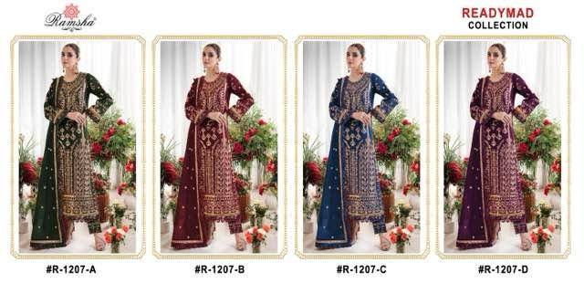 Ramsha 1207 Colours By Ramsha 1208-A To 1207-D Series Beautiful Pakistani Suits Colorful Stylish Fancy Casual Wear & Ethnic Wear Velvet Dresses At Wholesale Price