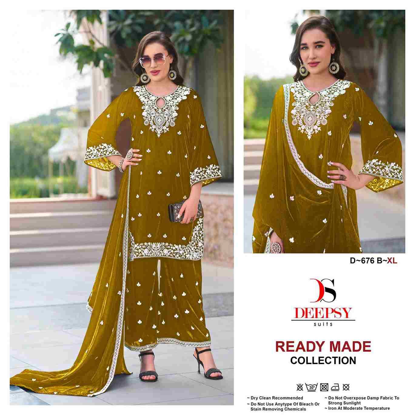 Deepsy Hit Design 676 Colours By Deepsy Suits 676-A To 676-D Series Beautiful Pakistani Suits Colorful Stylish Fancy Casual Wear & Ethnic Wear Pure Velvet Embroidered Dresses At Wholesale Price