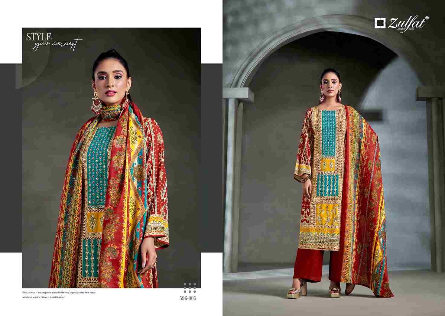 Aayat Vol-5 By Zulfat 596-001 To 596-006 Series Beautiful Festive Suits Stylish Fancy Colorful Casual Wear & Ethnic Wear Pure Rayon Print Dresses At Wholesale Price