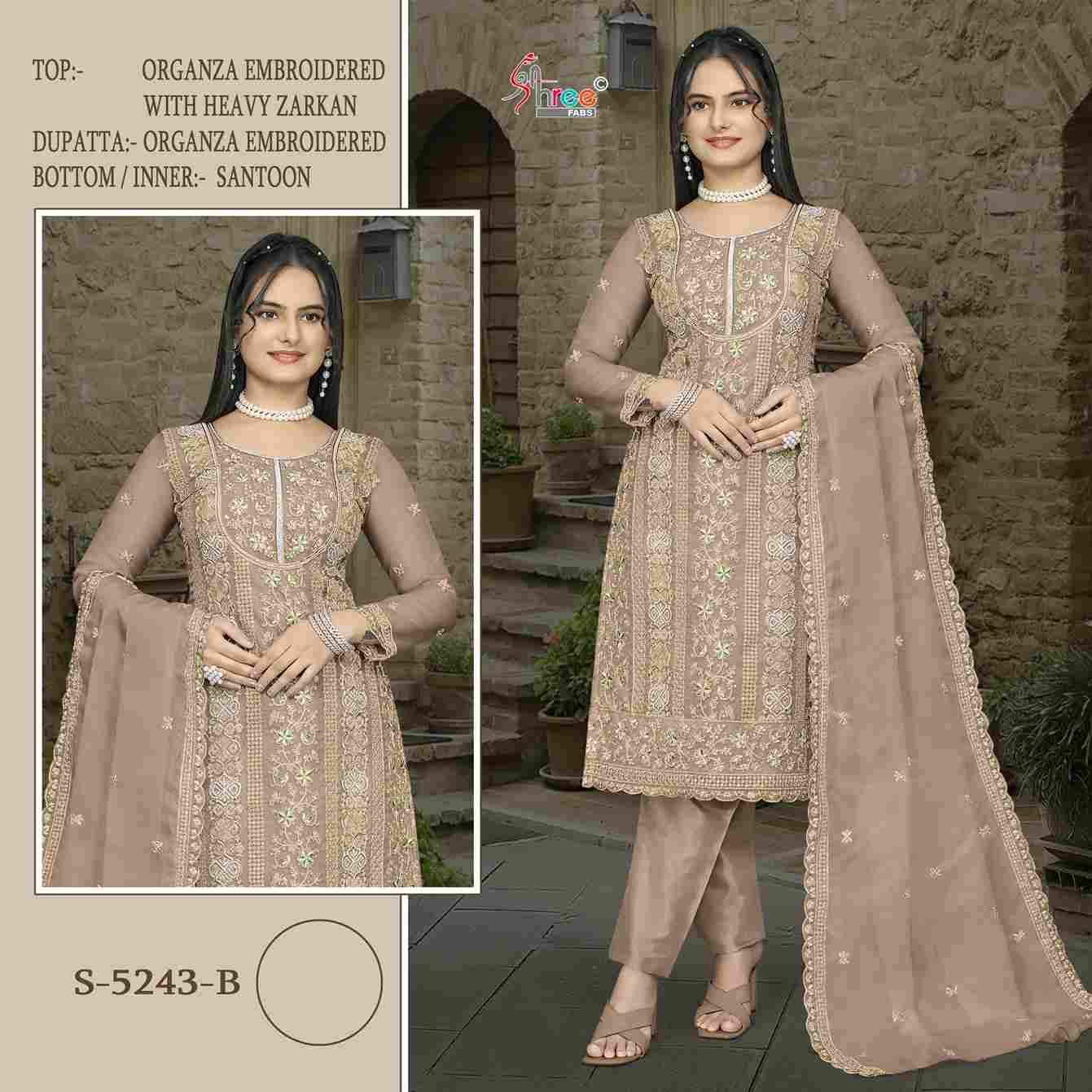 Shree Fabs Hit Design S-5243 Colours By Shree Fabs S-5243-A To S-5243-D Series Beautiful Stylish Pakistani Suits Fancy Colorful Casual Wear & Ethnic Wear & Ready To Wear Organza Embroidery Dresses At Wholesale Price