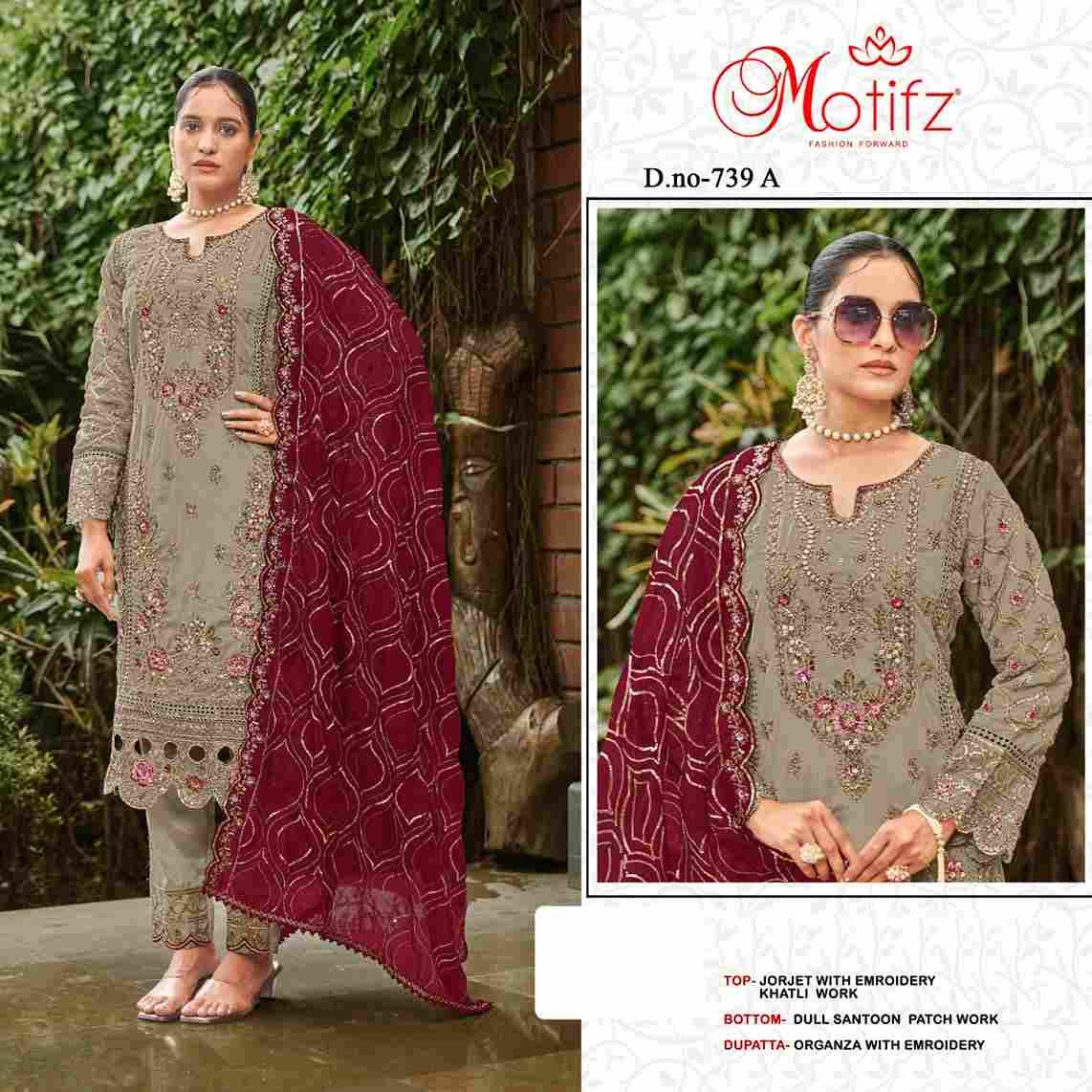 Motifz Hit Design 739 Colours By Motifz 739-A To 739-D Series Beautiful Pakistani Suits Colorful Stylish Fancy Casual Wear & Ethnic Wear Georgette Dresses At Wholesale Price