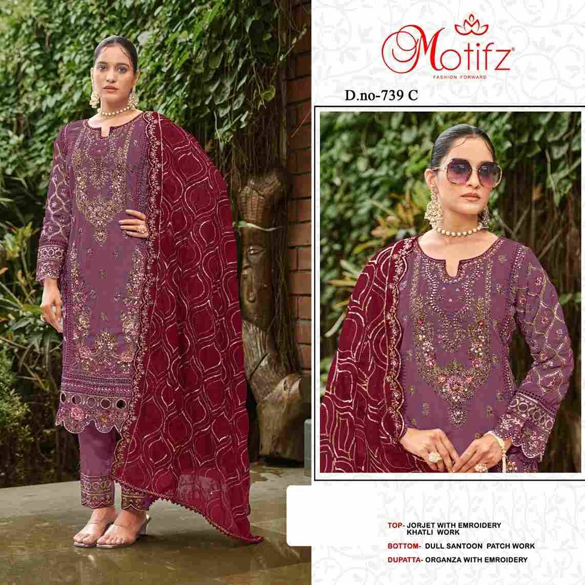 Motifz Hit Design 739 Colours By Motifz 739-A To 739-D Series Beautiful Pakistani Suits Colorful Stylish Fancy Casual Wear & Ethnic Wear Georgette Dresses At Wholesale Price