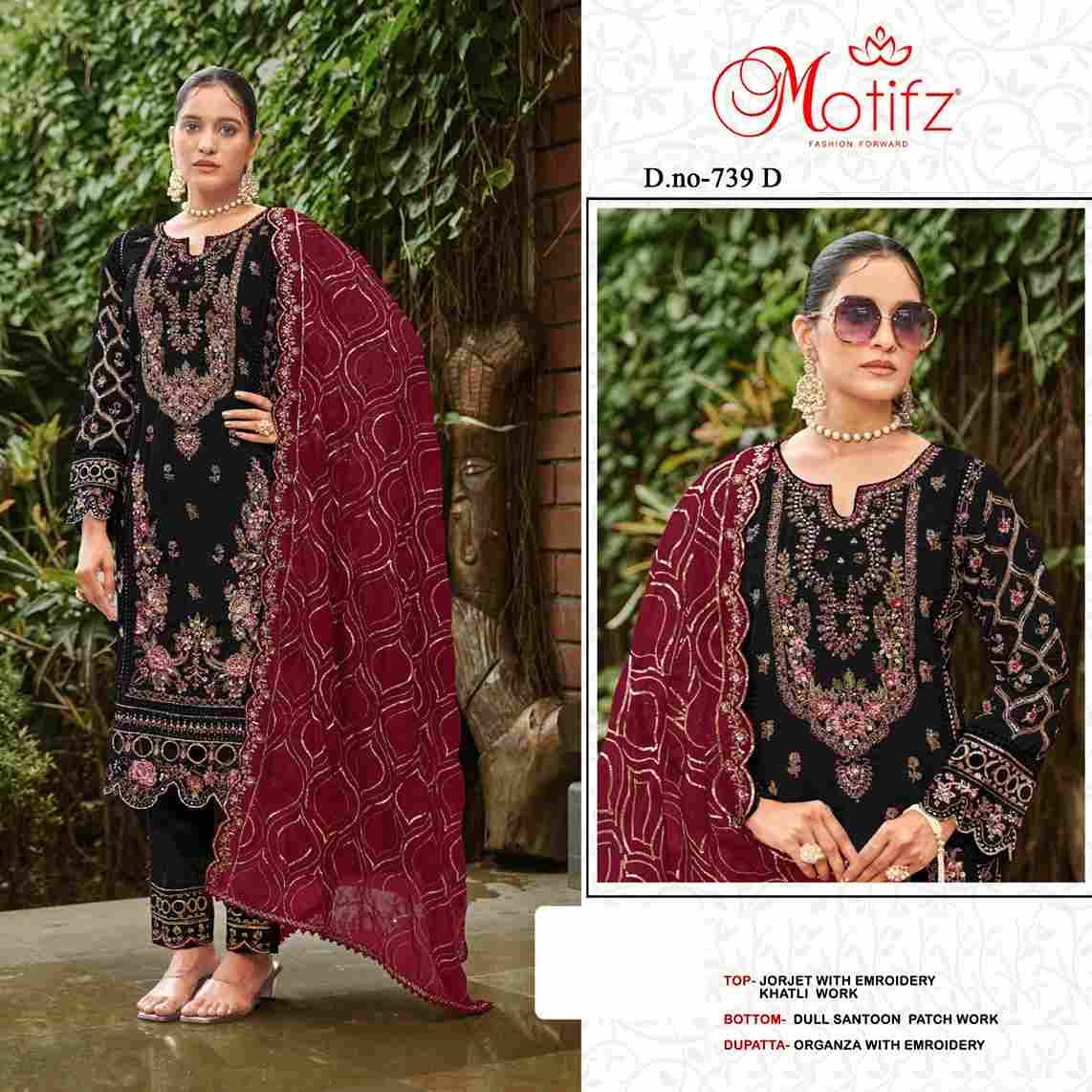 Motifz Hit Design 739 Colours By Motifz 739-A To 739-D Series Beautiful Pakistani Suits Colorful Stylish Fancy Casual Wear & Ethnic Wear Georgette Dresses At Wholesale Price