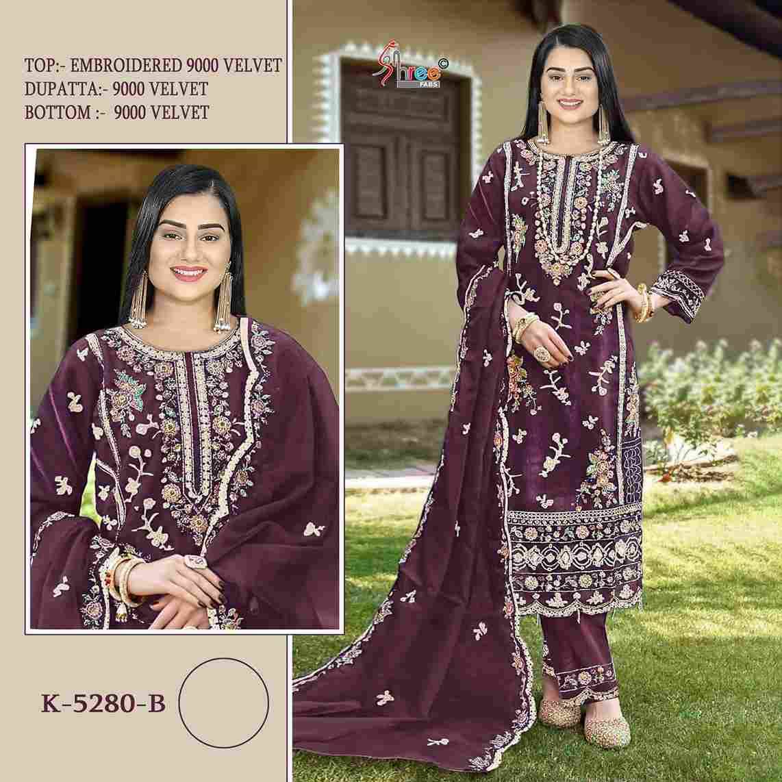 Shree Fabs Hit Design K-5280 Colours By Shree Fabs K-5280-A To K-5280-D Series Designer Pakistani Suits Beautiful Fancy Stylish Colorful Party Wear & Occasional Wear Velvet Embroidery Dresses At Wholesale Price