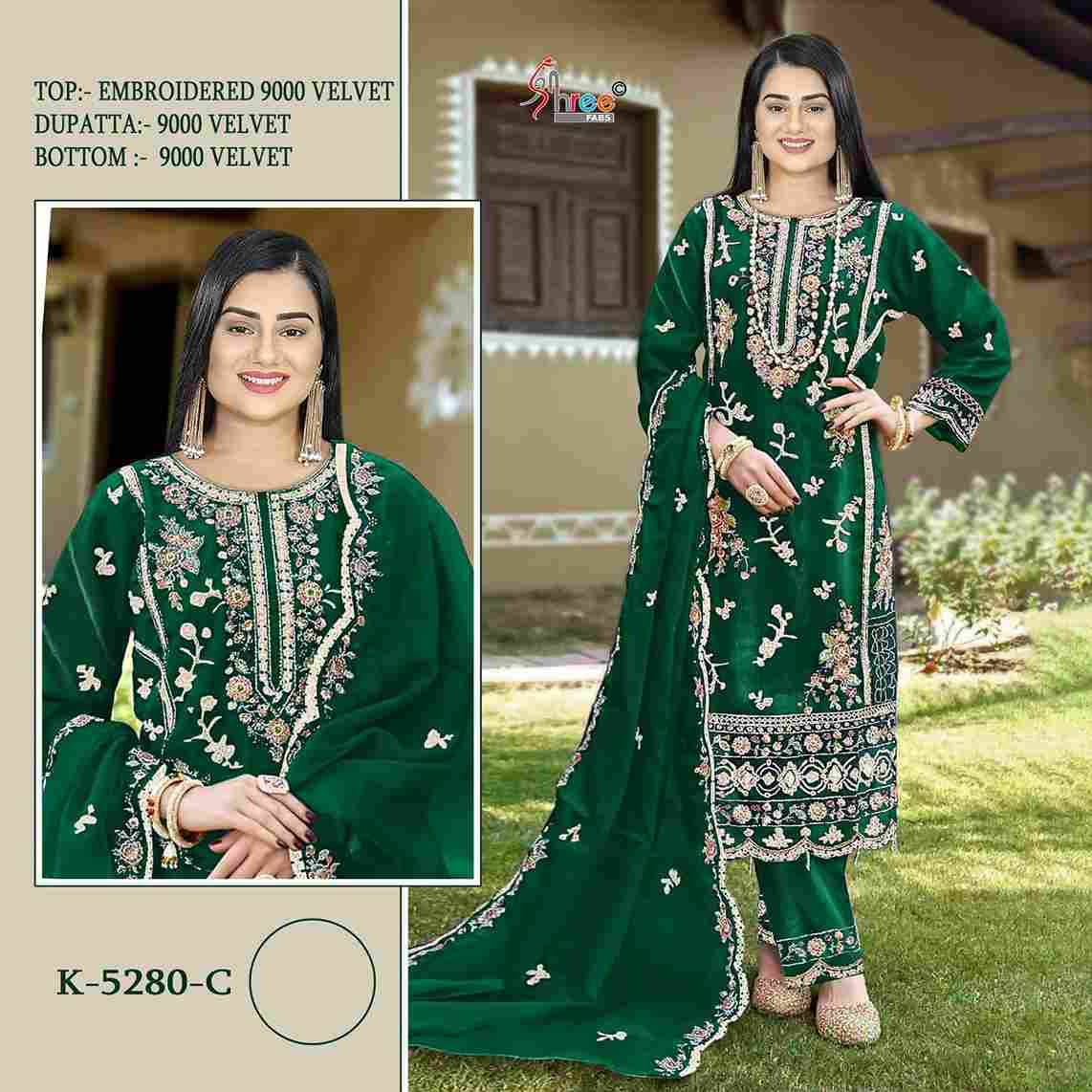 Shree Fabs Hit Design K-5280 Colours By Shree Fabs K-5280-A To K-5280-D Series Designer Pakistani Suits Beautiful Fancy Stylish Colorful Party Wear & Occasional Wear Velvet Embroidery Dresses At Wholesale Price