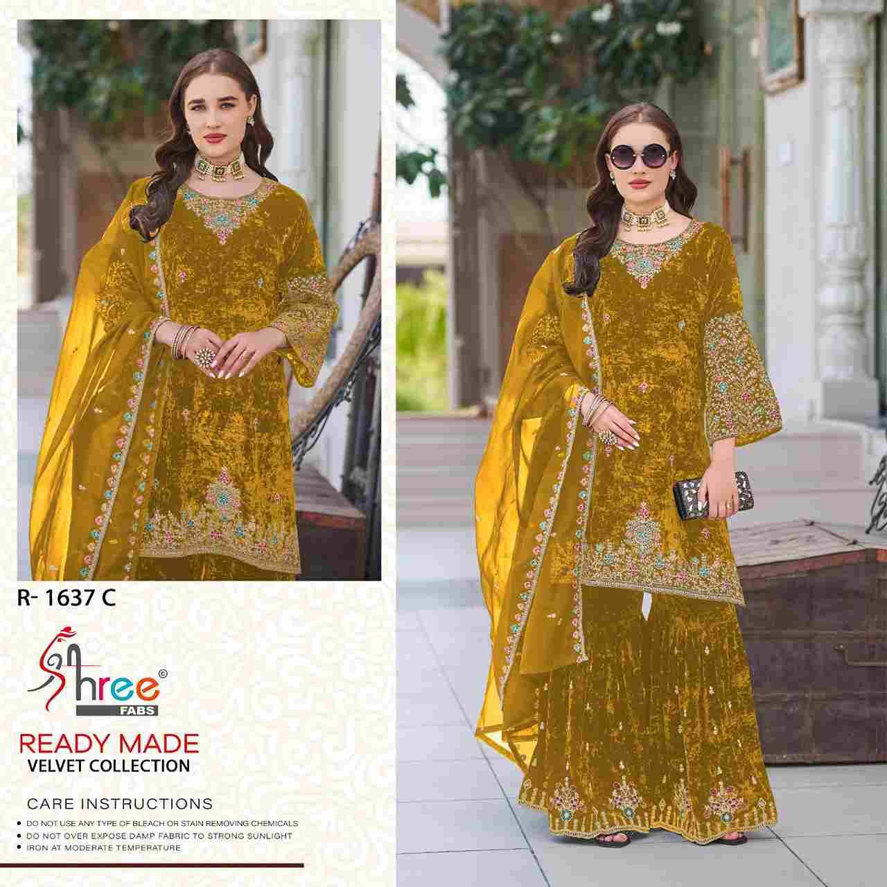 Shree Fabs Hit Design R-1637 Colours By Shree Fabs R-1637-A To R-1637-D Series Beautiful Pakistani Suits Stylish Fancy Colorful Party Wear & Occasional Wear Velvet Embroidered Dresses At Wholesale Price