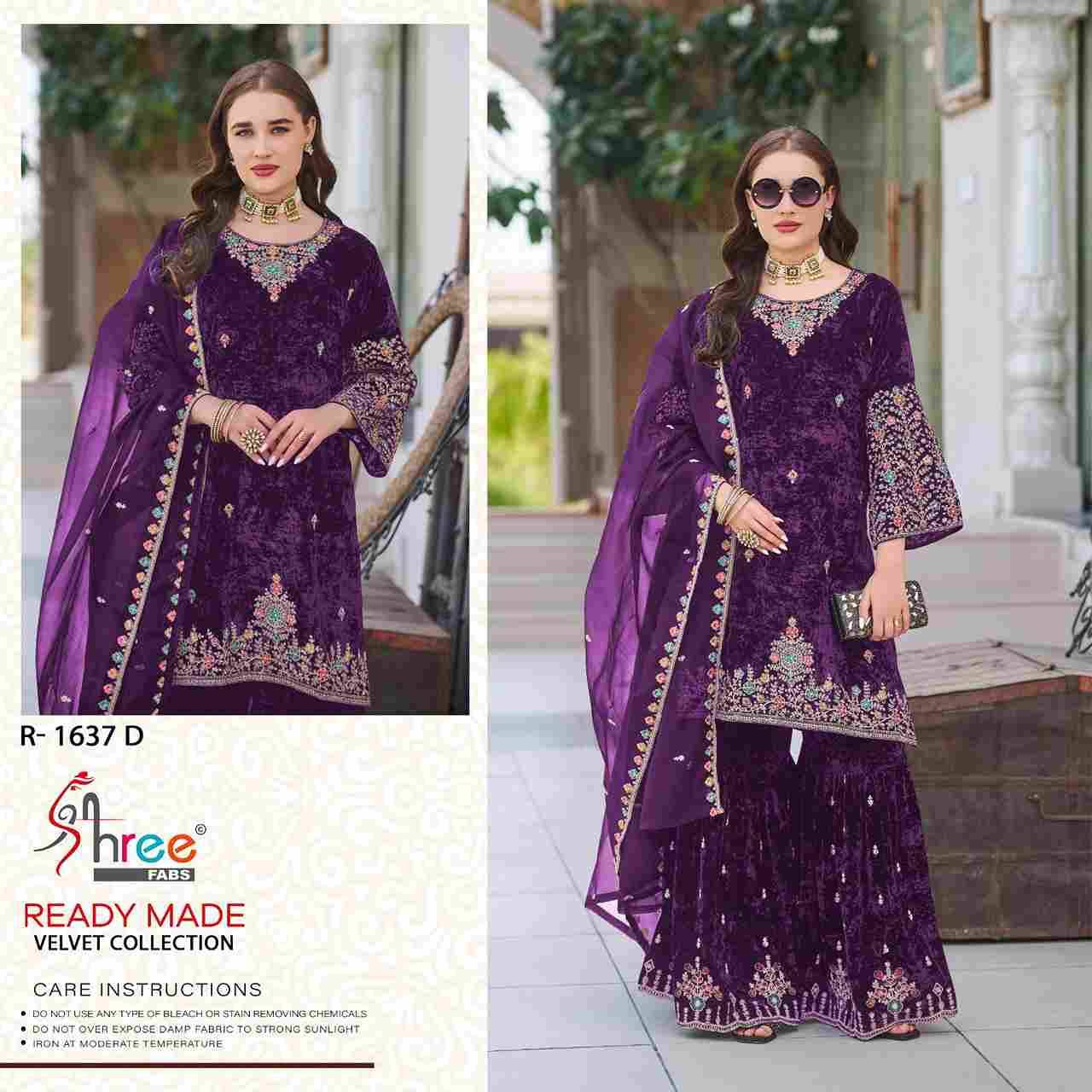 Shree Fabs Hit Design R-1637 Colours By Shree Fabs R-1637-A To R-1637-D Series Beautiful Pakistani Suits Stylish Fancy Colorful Party Wear & Occasional Wear Velvet Embroidered Dresses At Wholesale Price