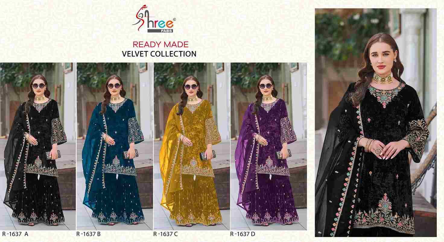 Shree Fabs Hit Design R-1637 Colours By Shree Fabs R-1637-A To R-1637-D Series Beautiful Pakistani Suits Stylish Fancy Colorful Party Wear & Occasional Wear Velvet Embroidered Dresses At Wholesale Price