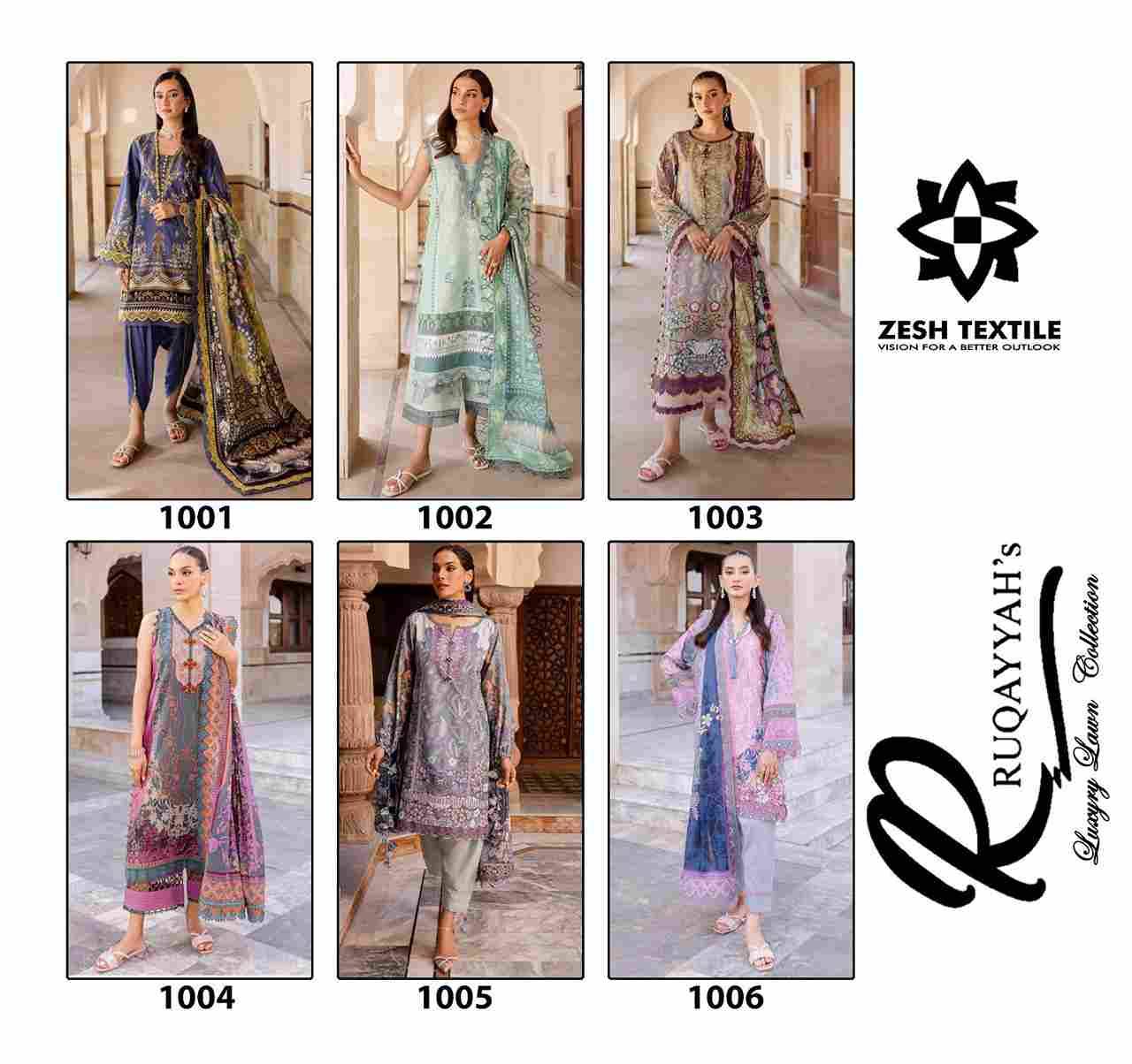 Ruqayyah By Zesh Textile 1001 To 1006 Series Beautiful Pakistani Suits Colorful Stylish Fancy Casual Wear & Ethnic Wear Pure Lawn Dresses At Wholesale Price