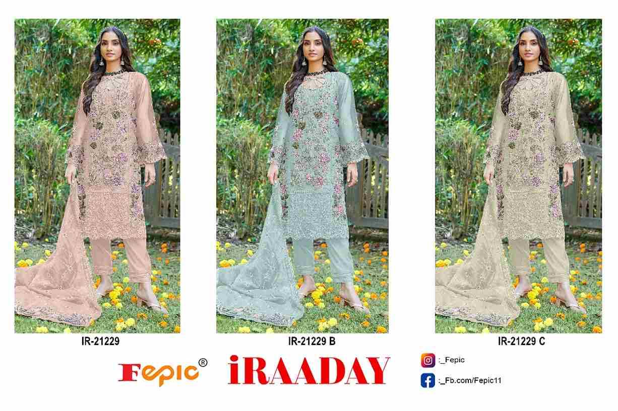 Fepic 21229 Colours By Fepic 21229-A To 21229-C Series Beautiful Pakistani Suits Colorful Stylish Fancy Casual Wear & Ethnic Wear Organza Embroidered Dresses At Wholesale Price