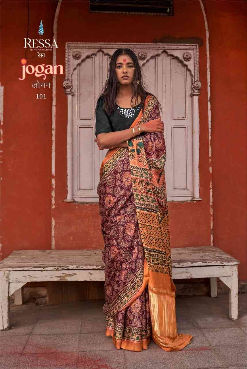 Jogan By Ressa 101 To 108 Series Indian Traditional Wear Collection Beautiful Stylish Fancy Colorful Party Wear & Occasional Wear Viscose Sarees At Wholesale Price