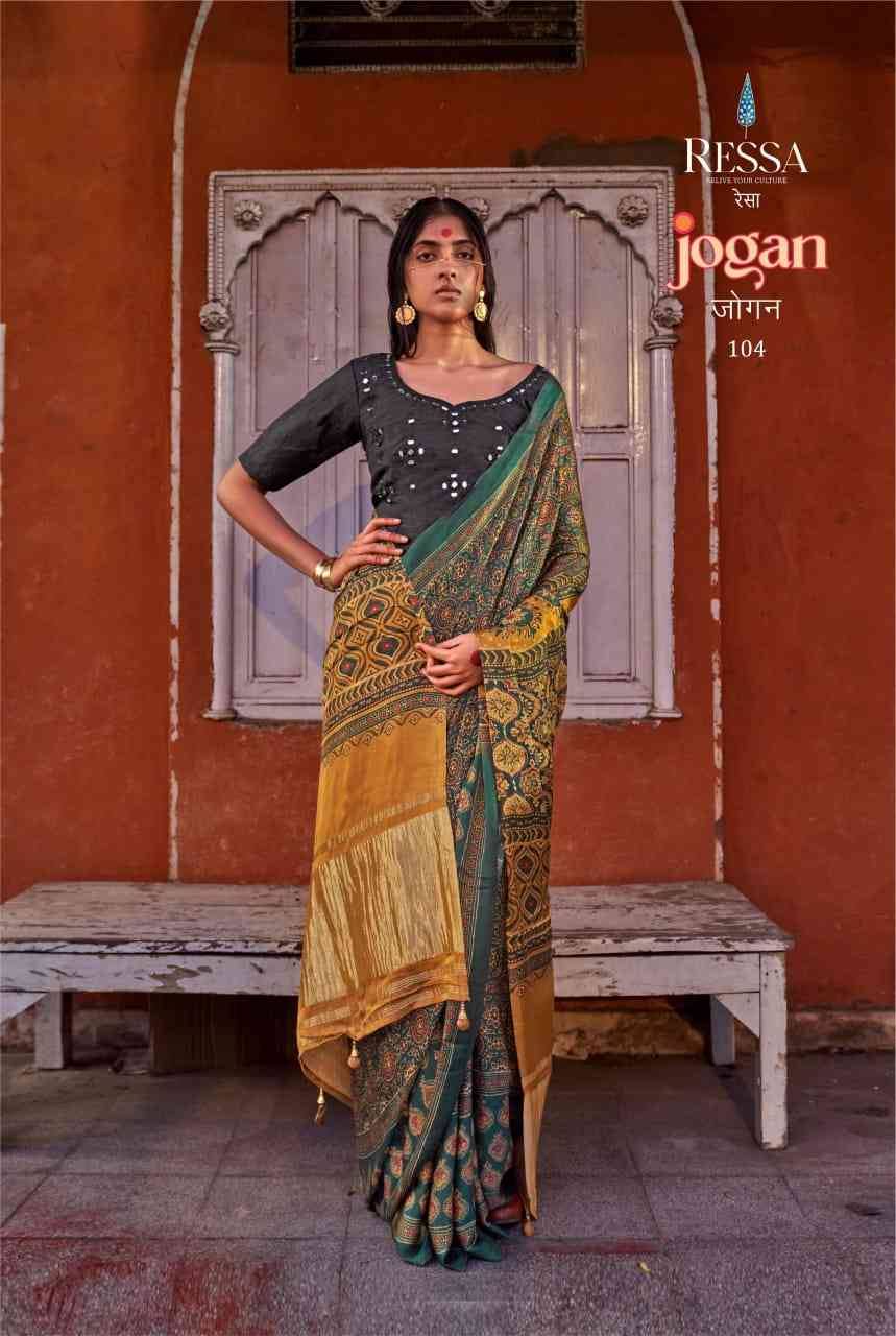 Jogan By Ressa 101 To 108 Series Indian Traditional Wear Collection Beautiful Stylish Fancy Colorful Party Wear & Occasional Wear Viscose Sarees At Wholesale Price