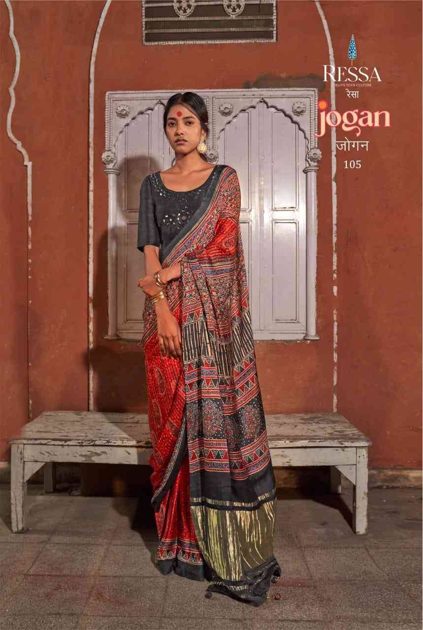 Jogan By Ressa 101 To 108 Series Indian Traditional Wear Collection Beautiful Stylish Fancy Colorful Party Wear & Occasional Wear Viscose Sarees At Wholesale Price