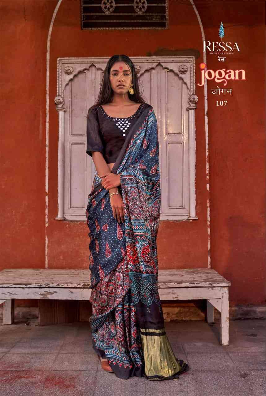 Jogan By Ressa 101 To 108 Series Indian Traditional Wear Collection Beautiful Stylish Fancy Colorful Party Wear & Occasional Wear Viscose Sarees At Wholesale Price