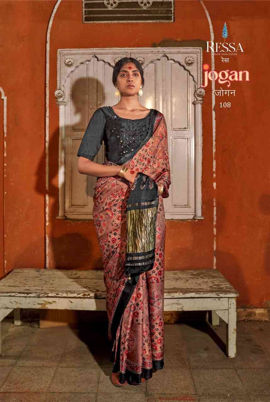 Jogan By Ressa 101 To 108 Series Indian Traditional Wear Collection Beautiful Stylish Fancy Colorful Party Wear & Occasional Wear Viscose Sarees At Wholesale Price