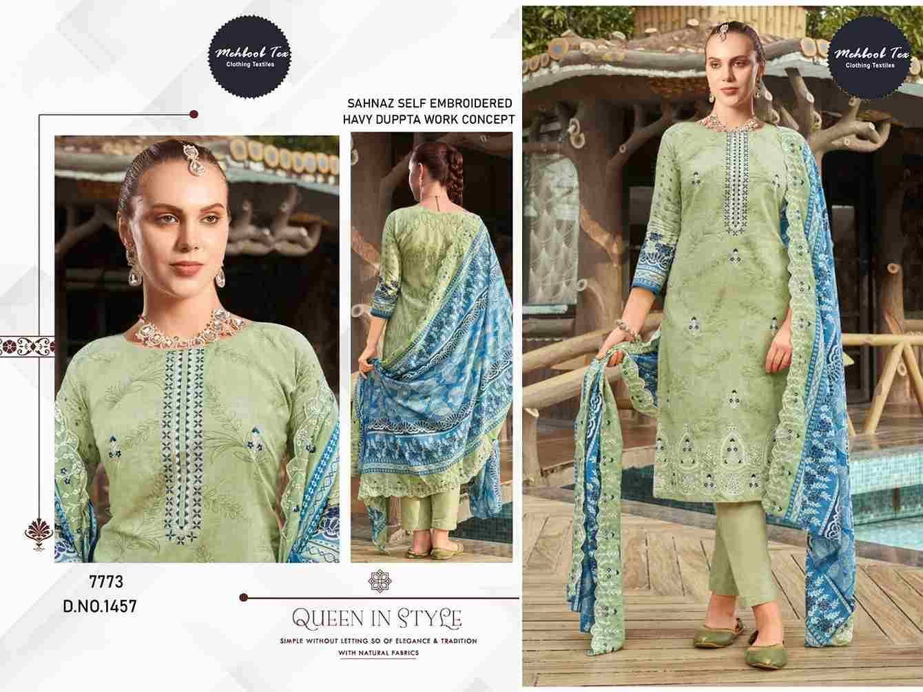 Sahnaz Self Embroidered By Mehboob Tex 1457 To 1460 Series Beautiful Pakistani Suits Stylish Fancy Colorful Party Wear & Occasional Wear Pure Cotton Dresses At Wholesale Price