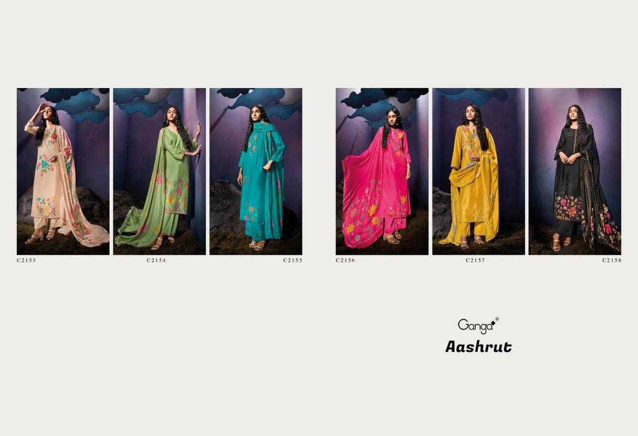 Aashrut By Ganga Fashion 2153 To 2158 Series Beautiful Festive Suits Colorful Stylish Fancy Casual Wear & Ethnic Wear Pure Bemberg Silk Dresses At Wholesale Price