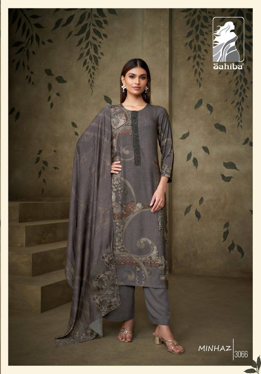 Minhaz By Sahiba Fabrics Beautiful Festive Suits Colorful Stylish Fancy Casual Wear & Ethnic Wear Pure Muslin Silk Dresses At Wholesale Price