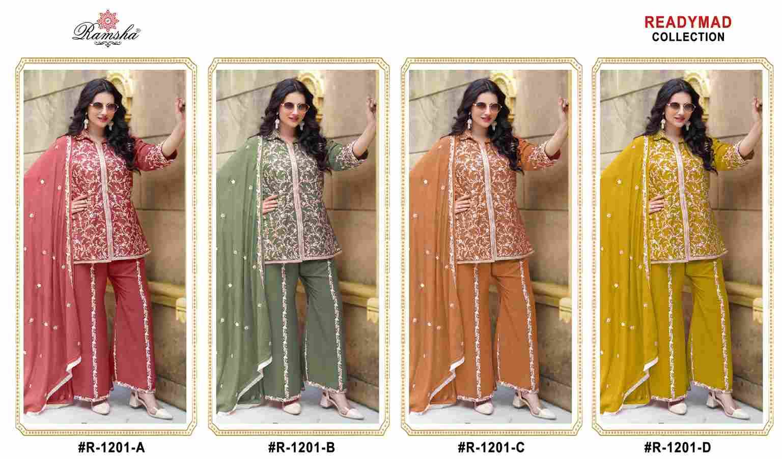 Ramsha 1201 Colours By Ramsha 1201-A To 1201-D Series Designer Pakistani Suits Beautiful Fancy Colorful Stylish Party Wear & Occasional Wear Chinnon Embroidered Dresses At Wholesale Price