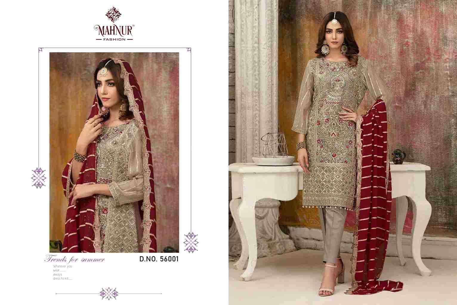 Mahnur Vol-56 By Mahnur Fashion 56001 To 56002 Series Beautiful Pakistani Suits Colorful Stylish Fancy Casual Wear & Ethnic Wear Faux Dresses At Wholesale Price